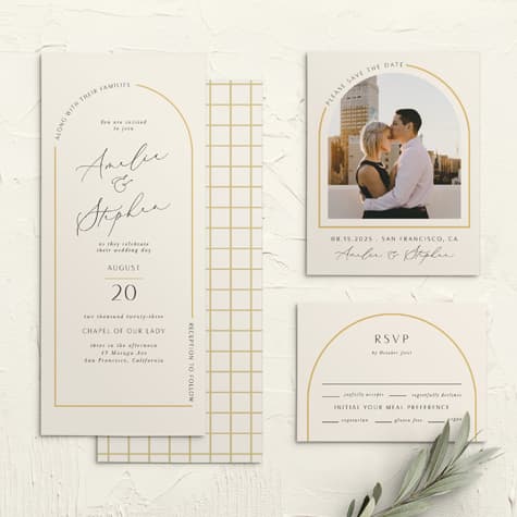 Modern Arch Tea Wedding Invitations