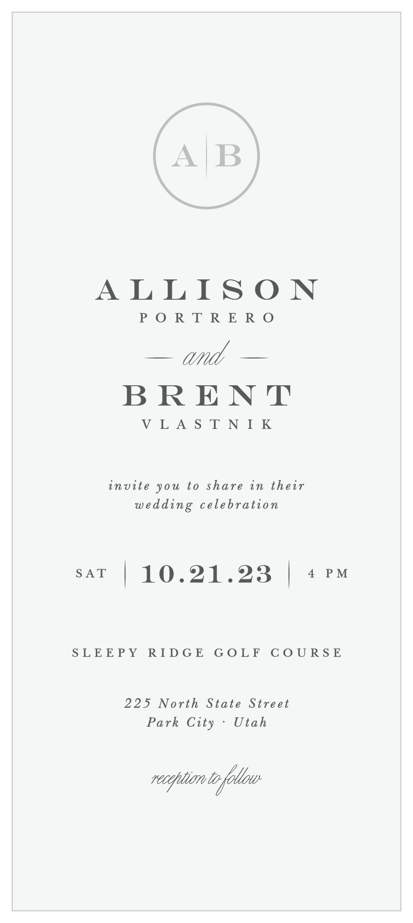 Minimalist Monogram Tea Wedding Invitations