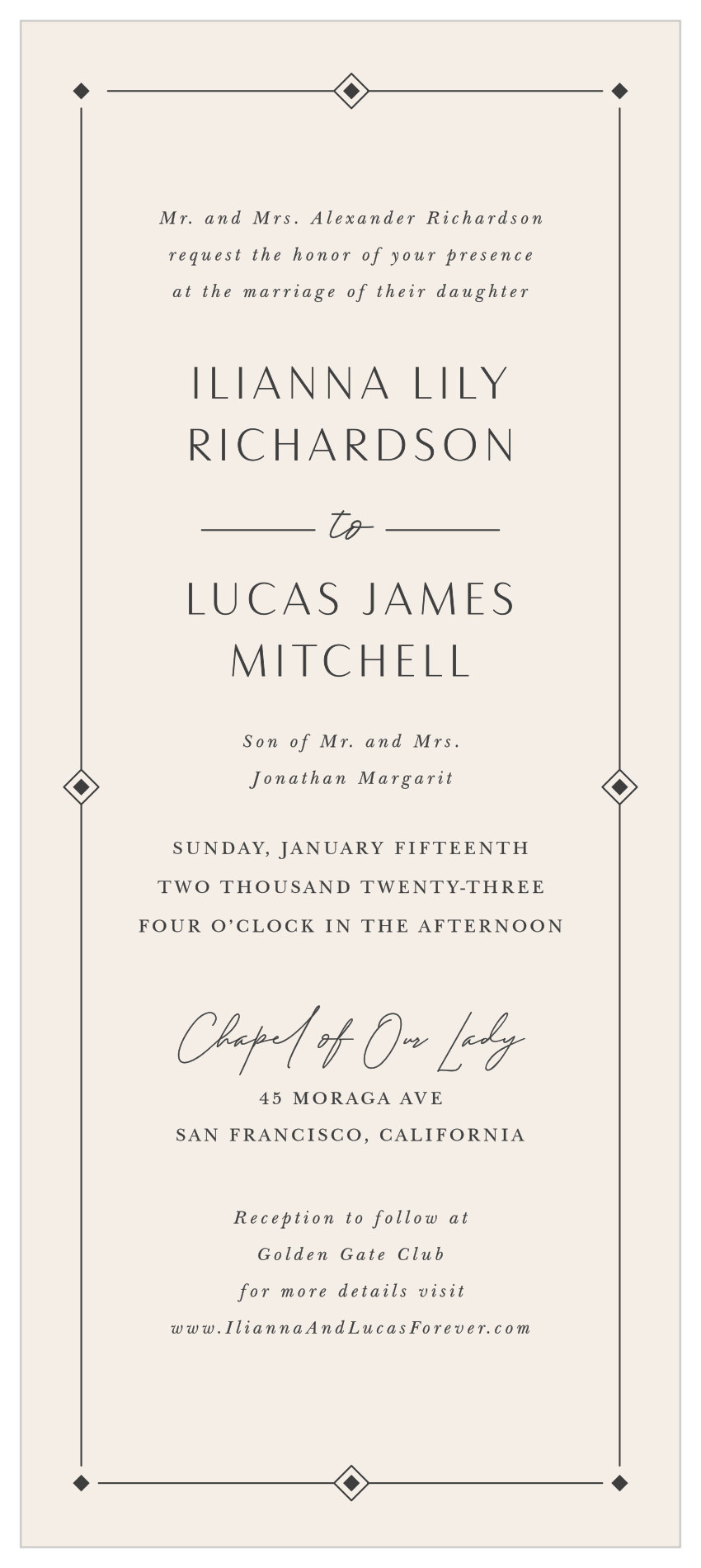 Ilianna Elegance Tea Wedding Invitations