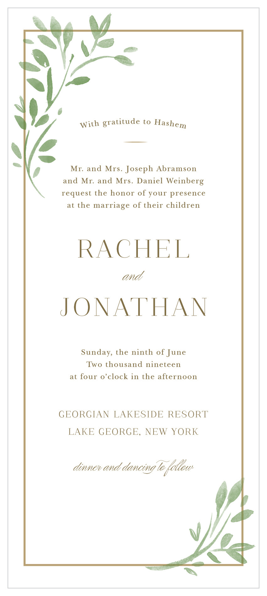 Fairytale Leaves Tea Wedding Invitations
