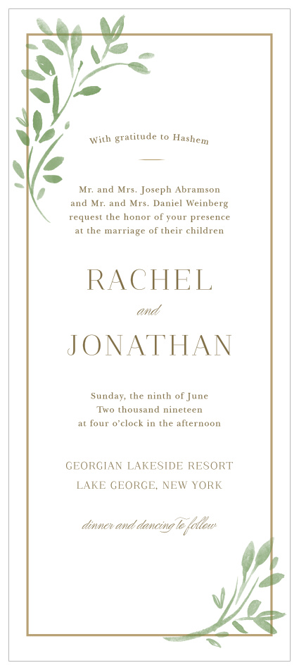 Set the scene for an enchanting wedding with our Fairytale Leaves Tea Wedding Invitations. 