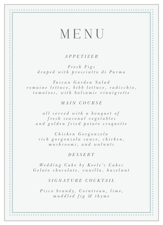Rings & Stripes Wedding Menus