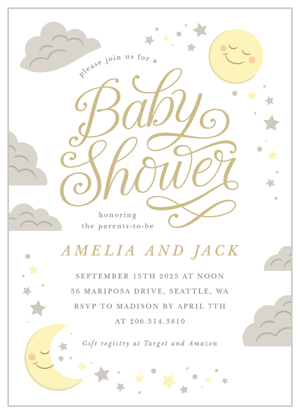 Starry Sky Baby Shower Invitations