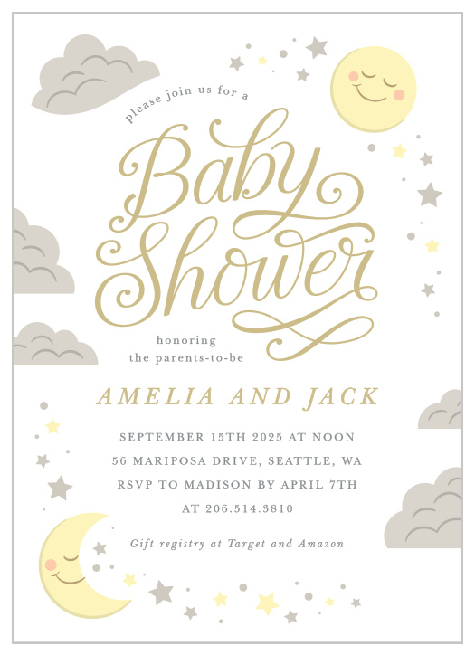 Our Starry Sky Baby Shower Invitations bring your close friends and family together to celebrate your pregnancy!
