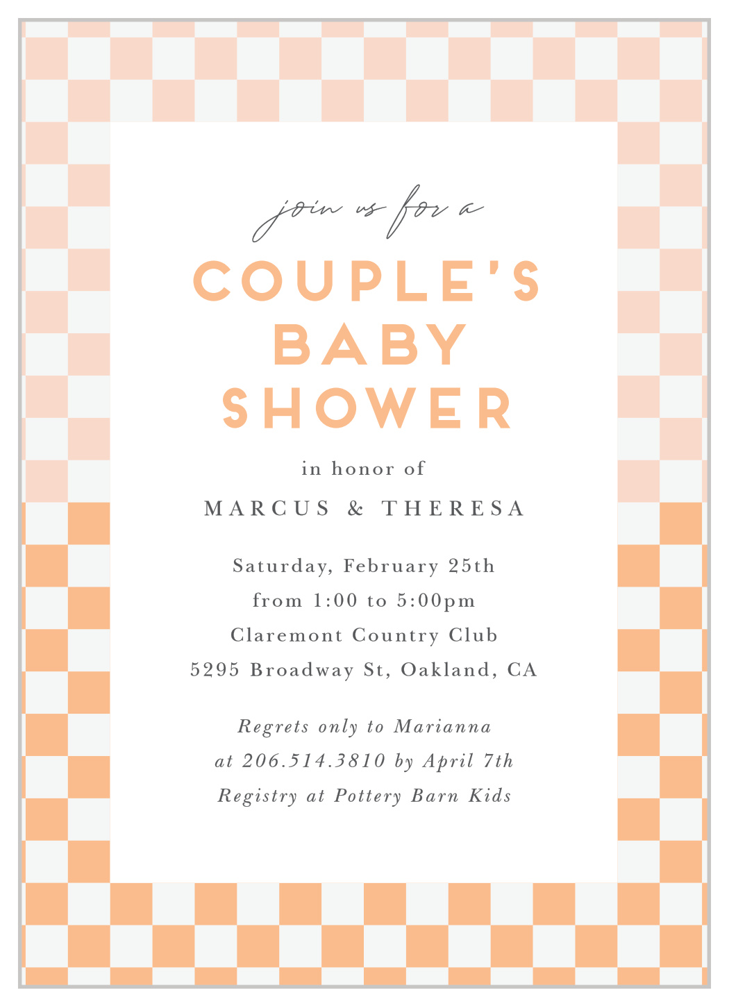 Checkered Couple Baby Shower Invitations