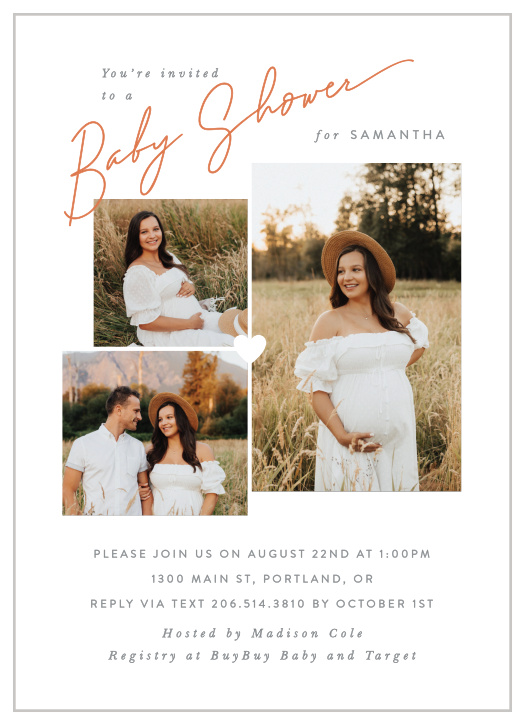 Our Little Heart Baby Shower Invitations are sure to bring close family and friends together to celebrate your little one on the way.