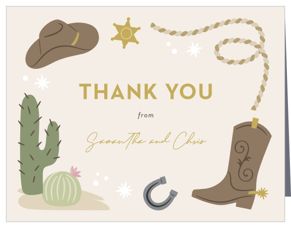 Our Baby Cowboy Baby Shower Thank You Cards let family and friends know how much you appreciated them being there for your little round-up!