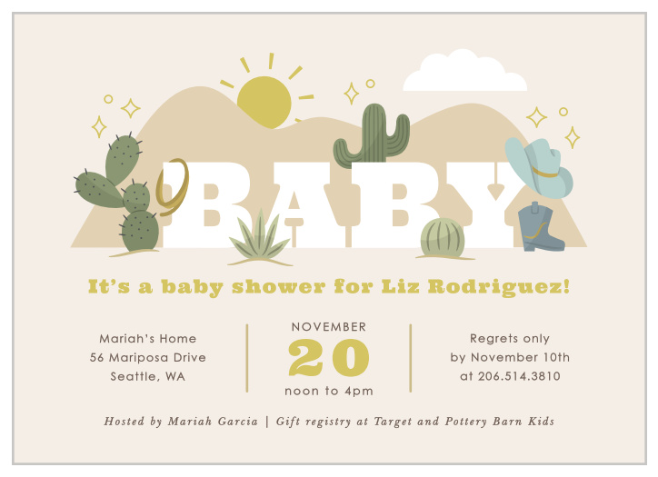 Our Western Scene Baby Shower Invitations round up family and friends together for your little cowboy on the way!