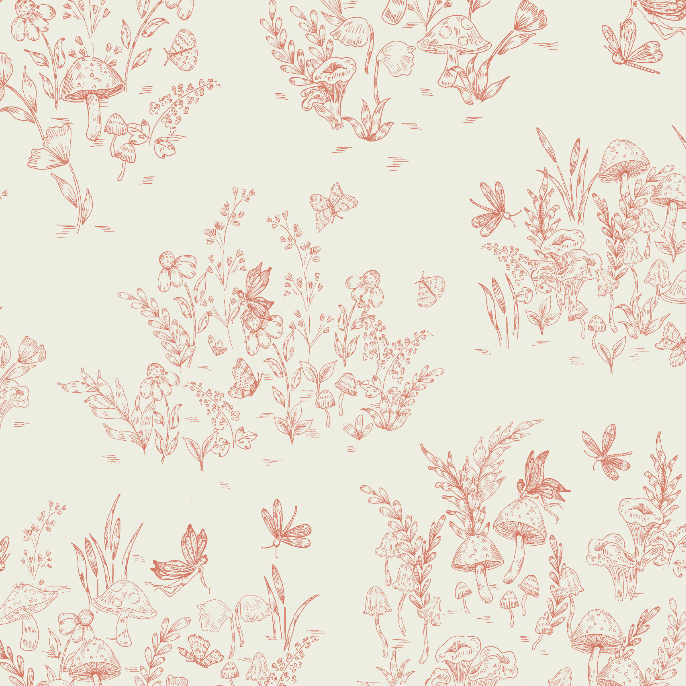 Mushrooms & Fairies Wallpaper
