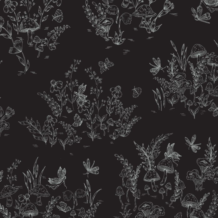 Transform your child's room into a mystical garden with our Mushrooms & Fairies Peel and Stick Wallpaper.