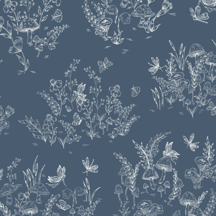 Transform your child's room into a mystical garden with our Mushrooms & Fairies Peel and Stick Wallpaper.