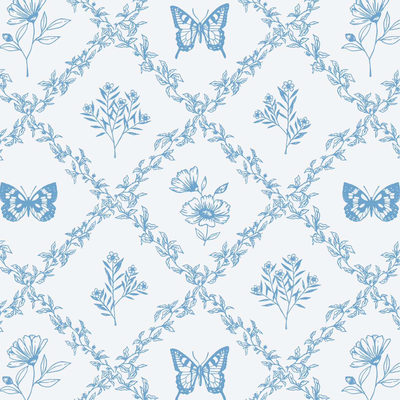 Papillon et Fleur Wallpaper