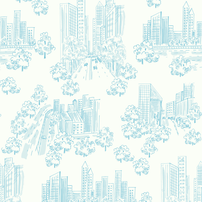 Our Bustling Cityscape Peel and Stick Wallpaper bring the feel of big city life to any room in your home.