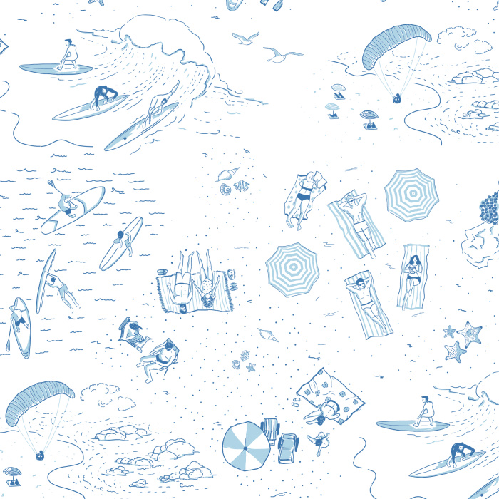 Bring the look of a tropical getaway to any room in your home with our Day At The Beach Peel and Stick Wallpaper.