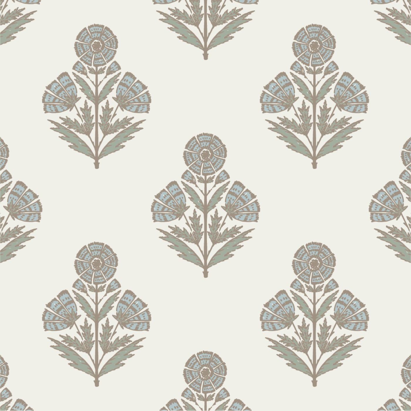 Block Print Daisy Wallpaper