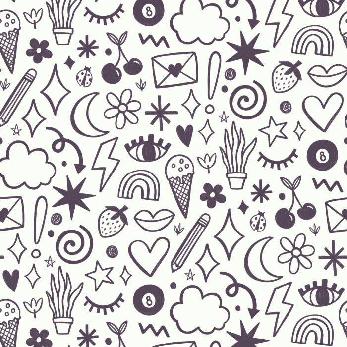 Express yourself with our Doodle Art Peel and Stick Wallpaper. 