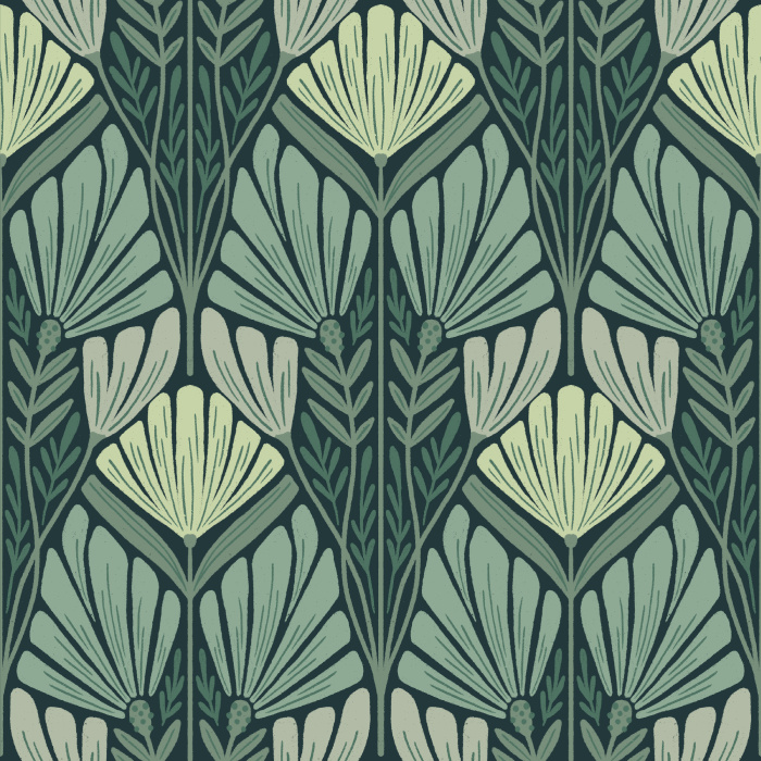 Create a stunningly elegant space with our Botanical Art Deco Peel and Stick Wallpaper.