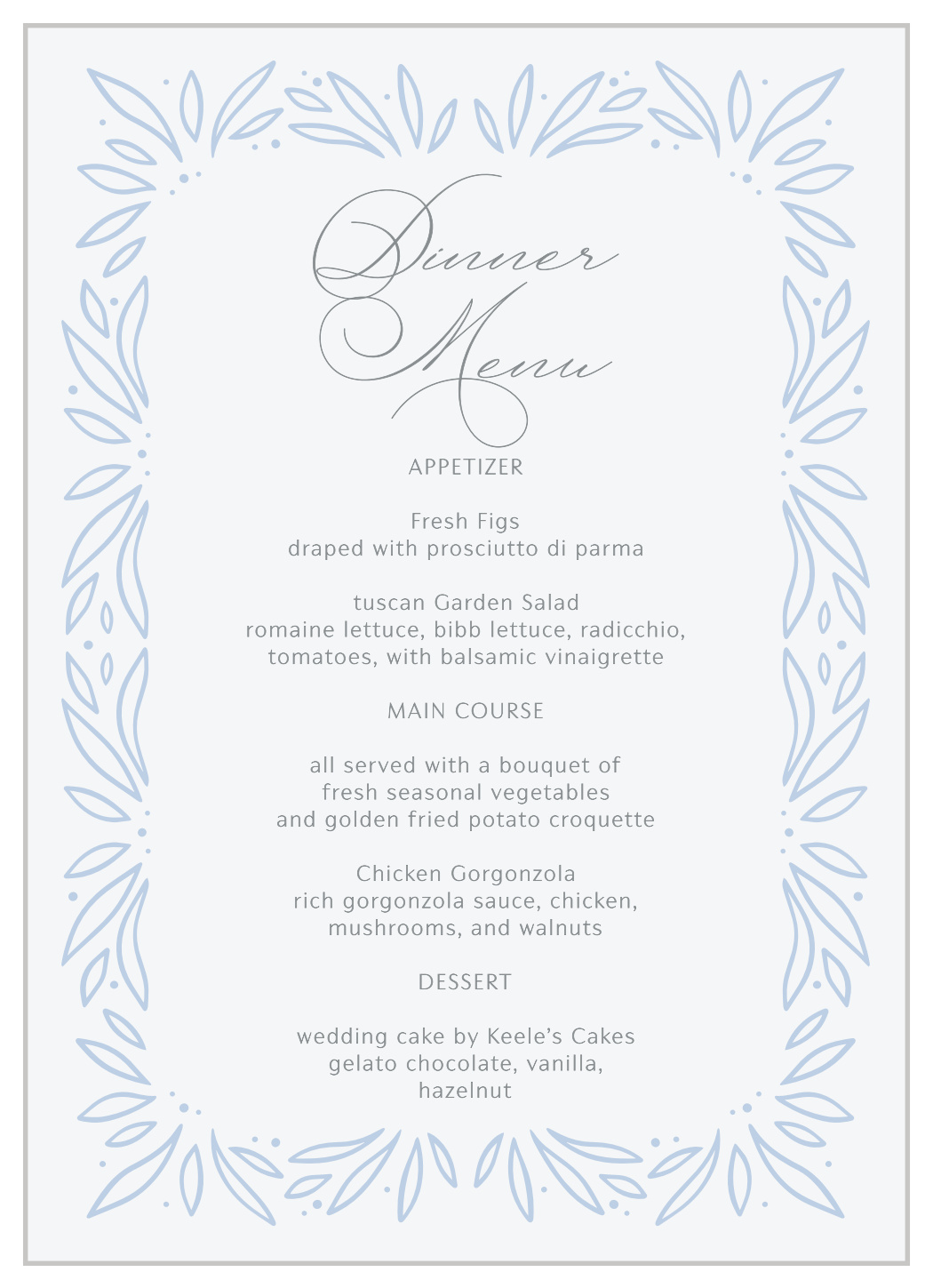 Bursting Frame Wedding Menus