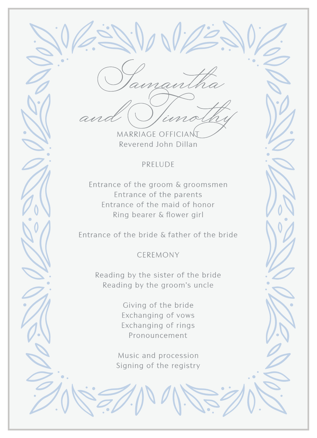 Bursting Frame Wedding Programs
