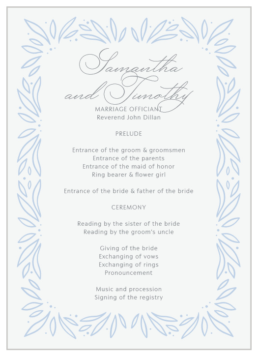 Walk your loved ones through every step of your ceremony with our Bursting Frame Wedding Programs.
