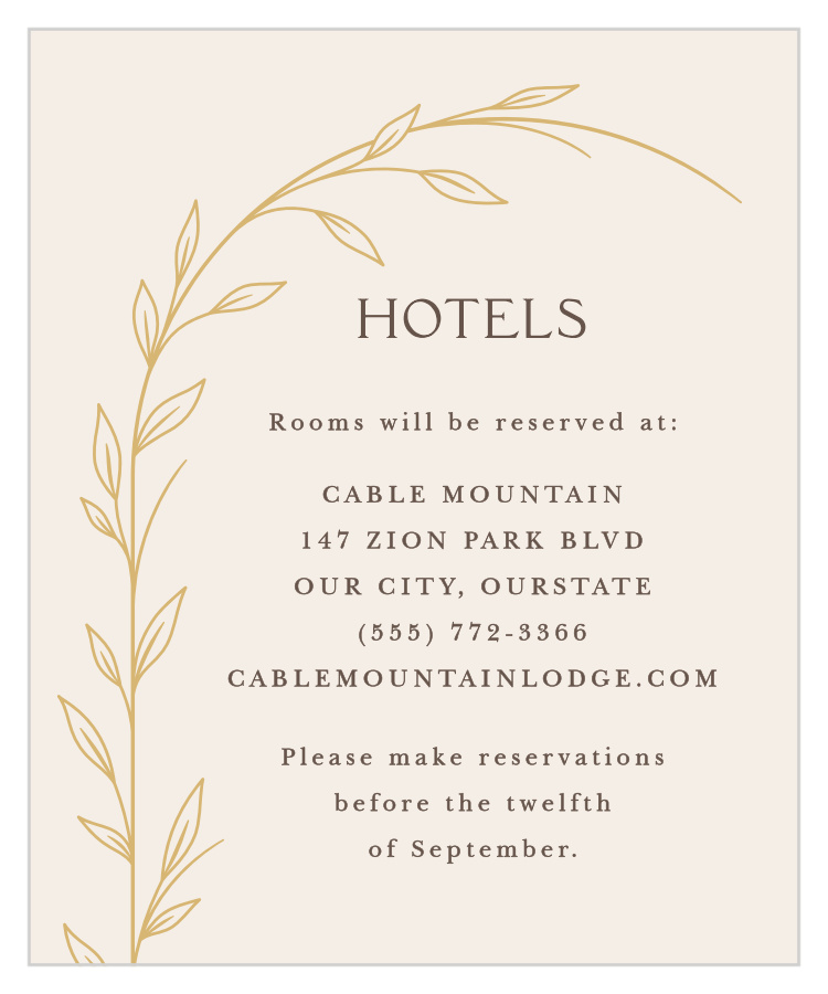 Arched Vine Accommodation Cards
