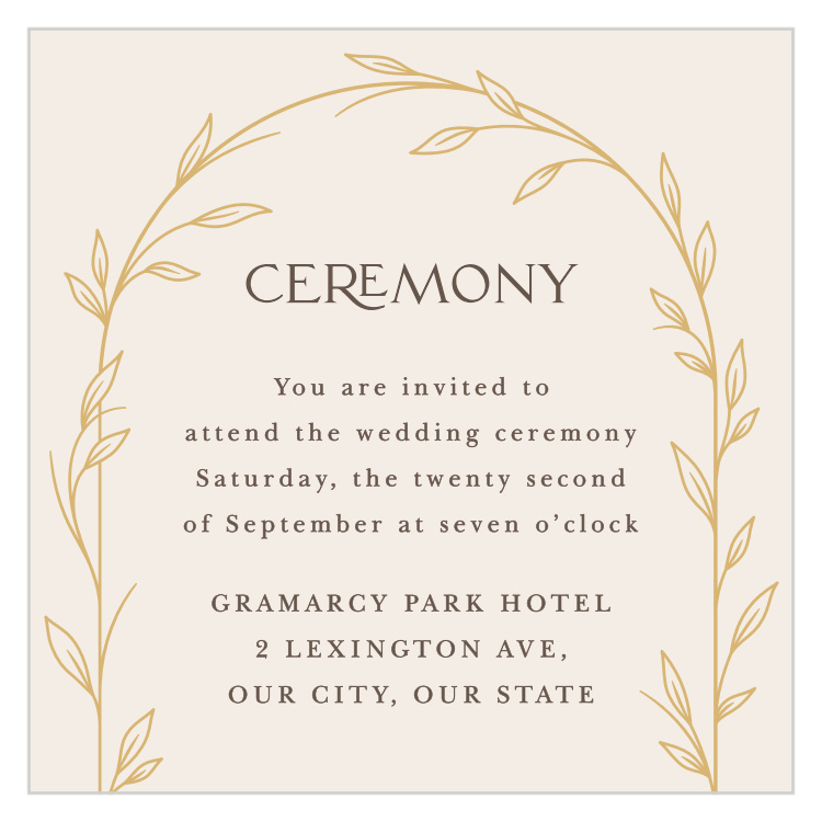 Arched Vine Ceremony Cards