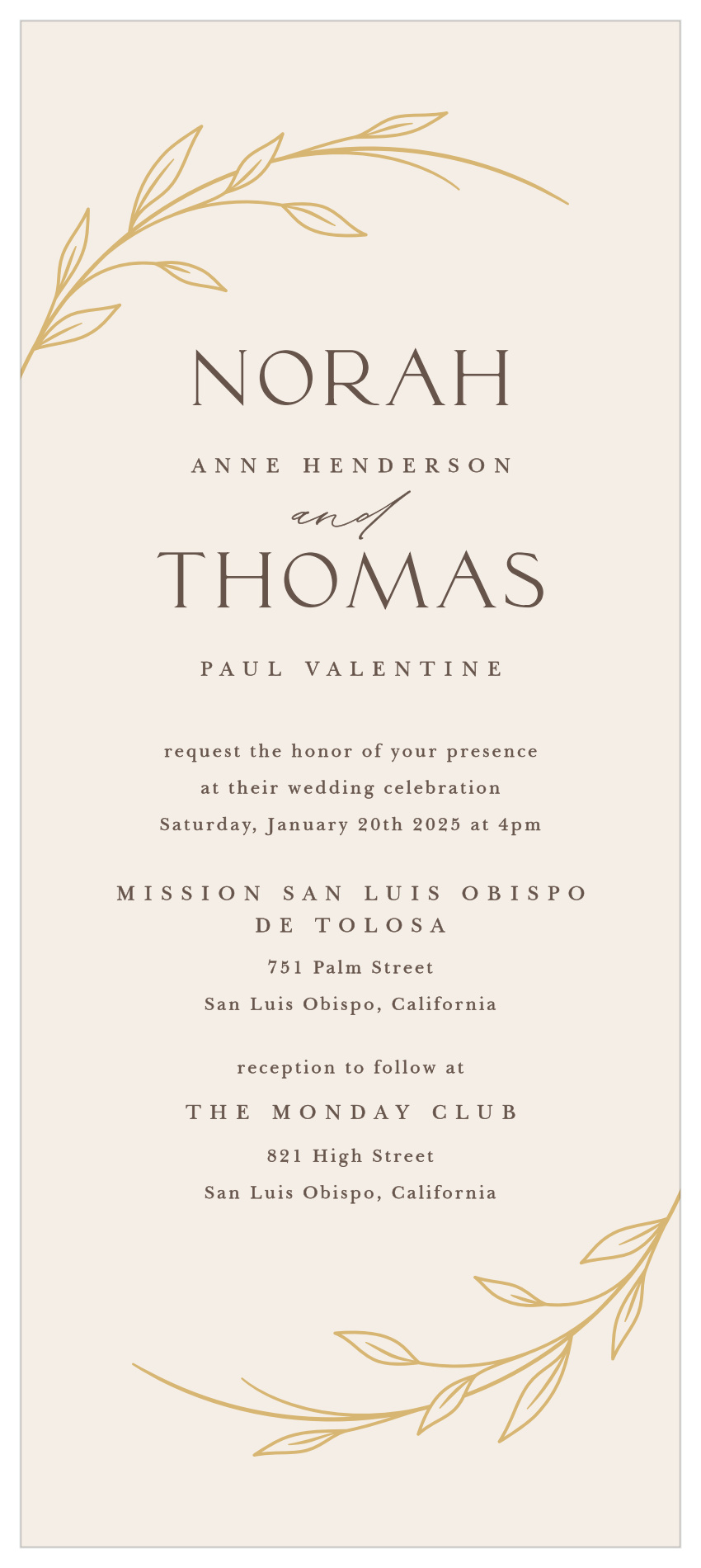 Arched Vine Tea Wedding Invitations