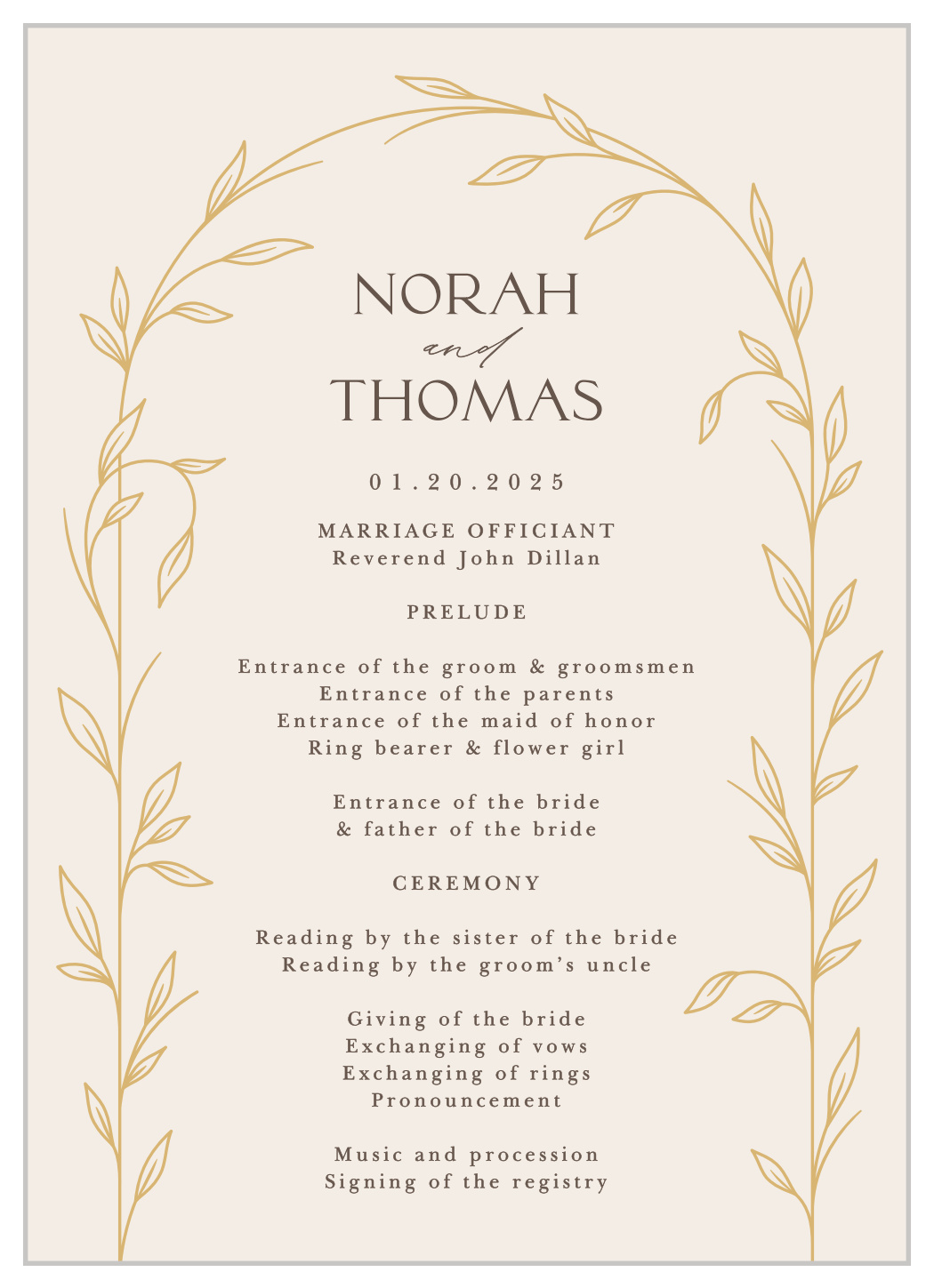 Arched Vine Wedding Programs