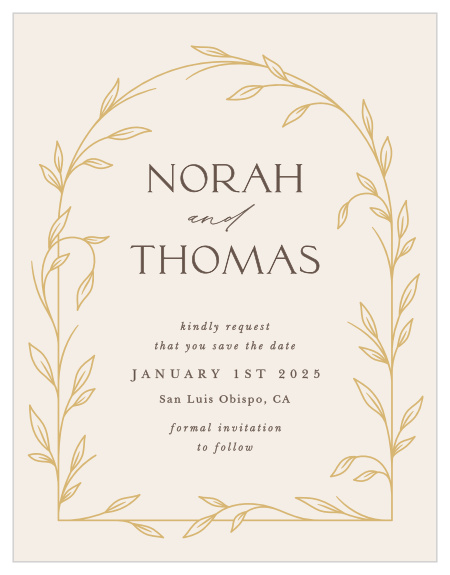 Our Arched Vine Save the Date Magnets let family and friends know that you are engaged and soon to be married!