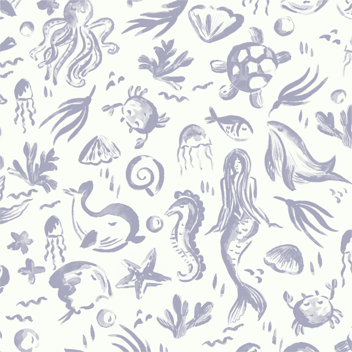 Transform your child's room into an underwater adventure with our Mermaid Story Peel and Stick Wallpaper.