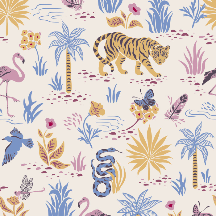 Create a colorful menagerie with our beautiful Wild & Free Peel and Stick Wallpaper.