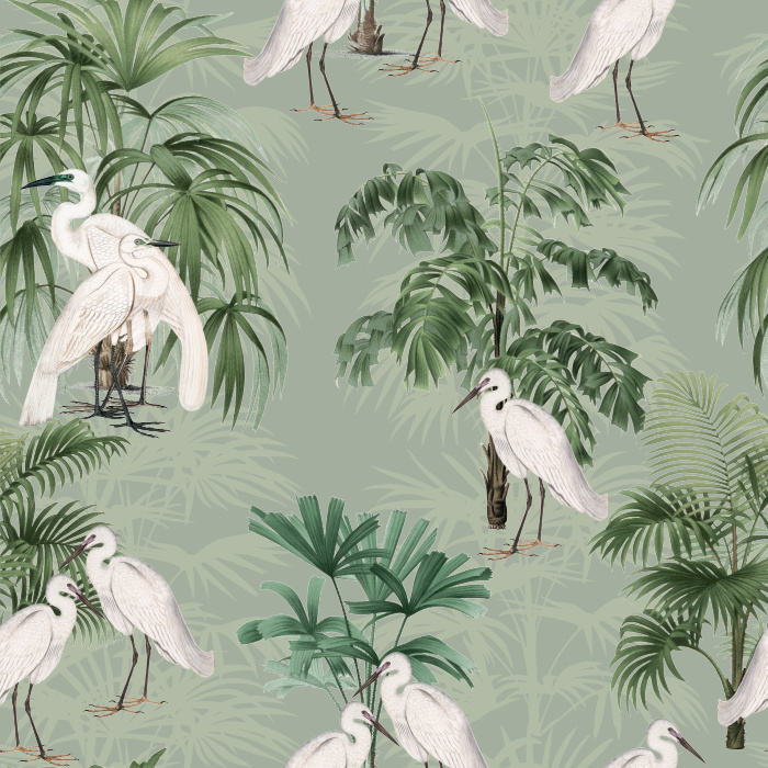 Create a masterpiece of a home with our White Herons Peel and Stick Wallpaper. 