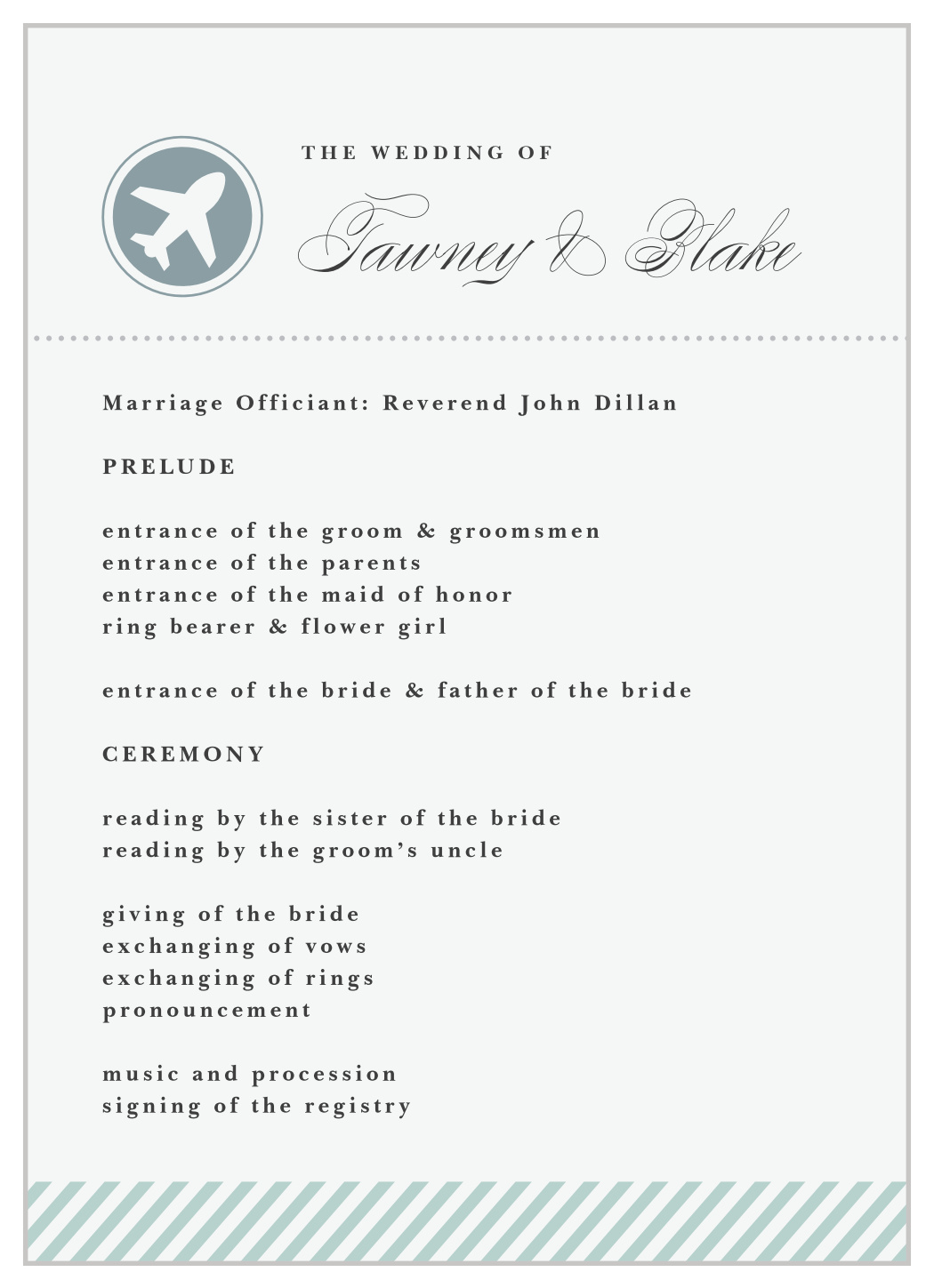 Boarding Pass Wedding Programs