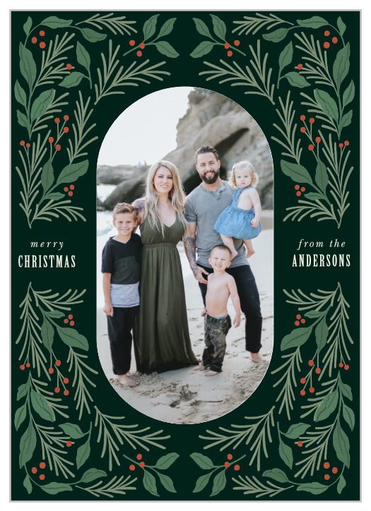 Send some warm wishes with our Oval Wreath Frame Christmas Cards.