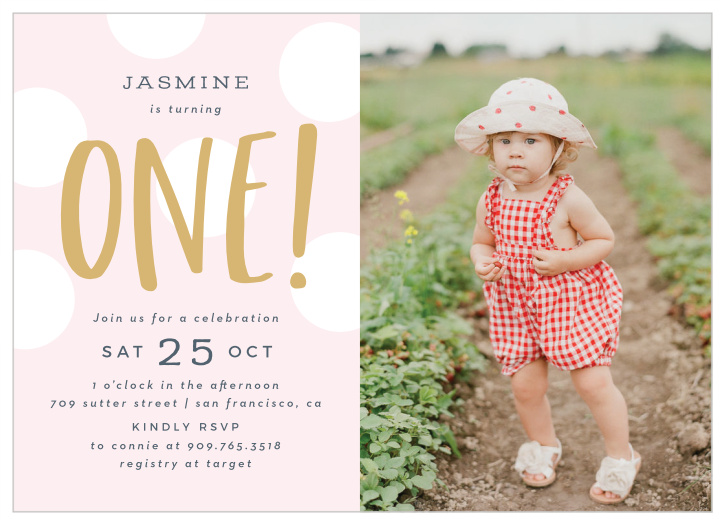Let our Baby Dots First Birthday Invitations be the cherry on top to a successful first birthday for your child!