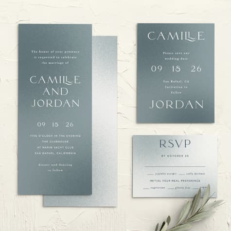 Textured Camille Tea Wedding Invitations