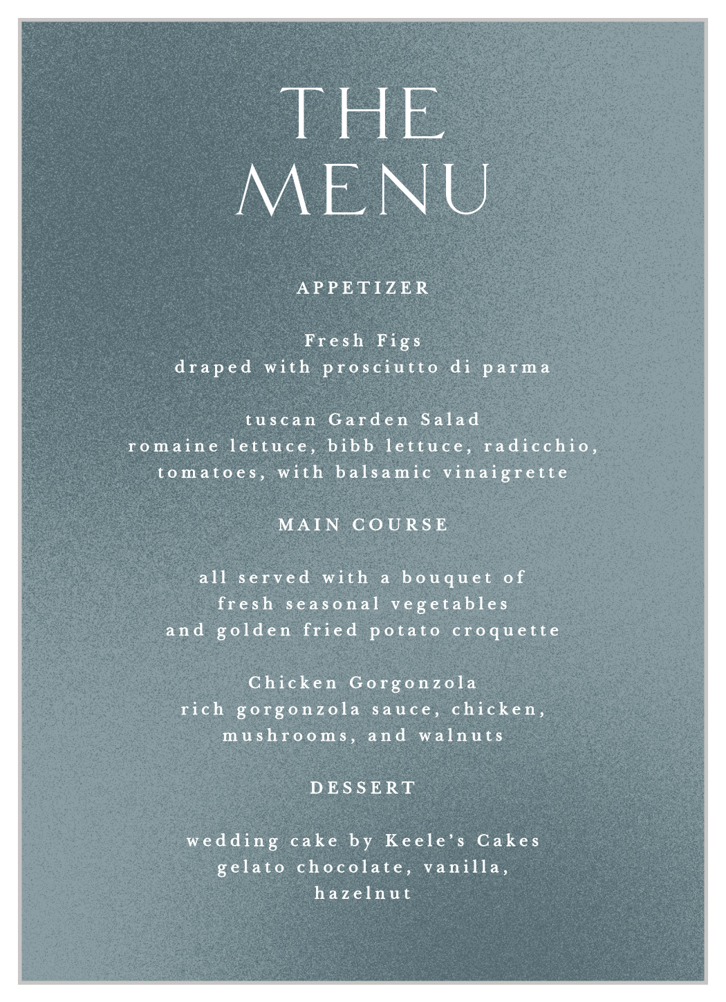 Textured Camille Wedding Menus