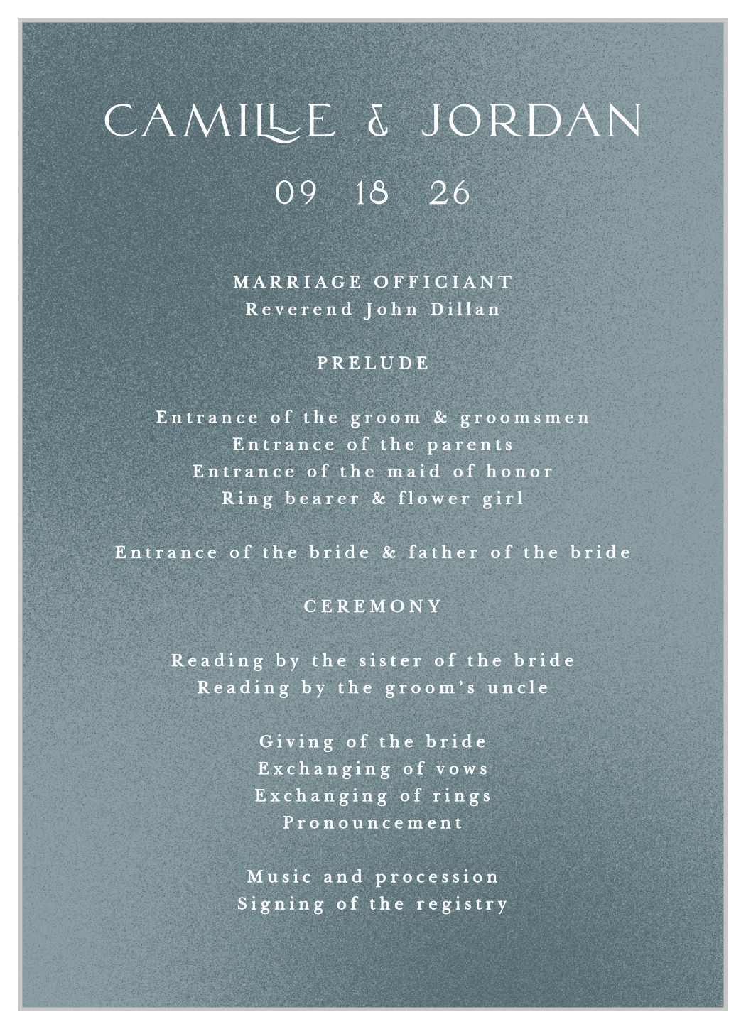Textured Camille Wedding Programs