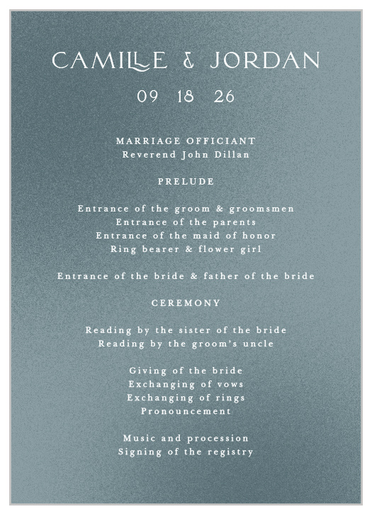 Textured Camille Wedding Programs