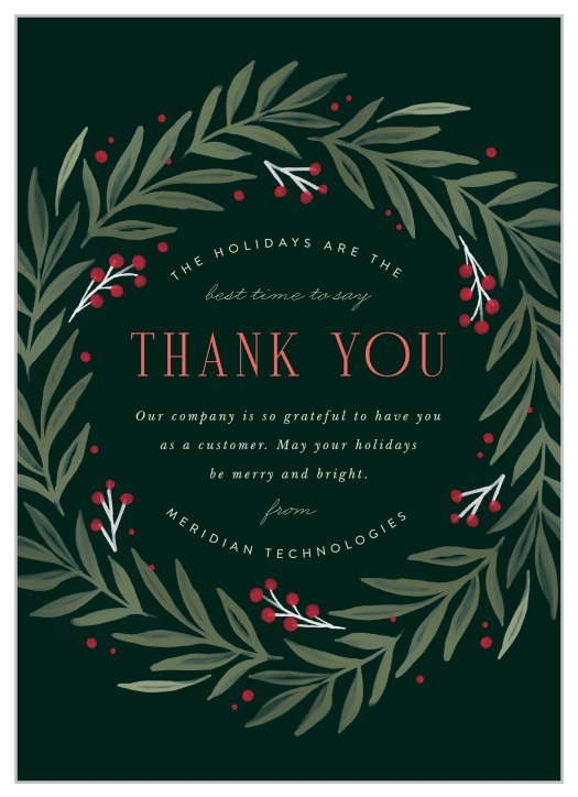 Show your clients and supporters how much they mean with our Thankful Boughs Corporate Holiday Cards. 