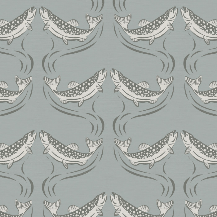Display your love of the outdoors with a touch of classic elegance with our Trout Upstream Wallpaper.