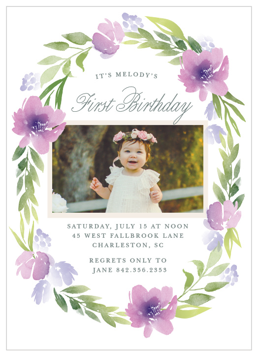 Invite your loved ones to attend a celebration of your chil'd first year, using our Fancy Baby First Birthday Invitations!