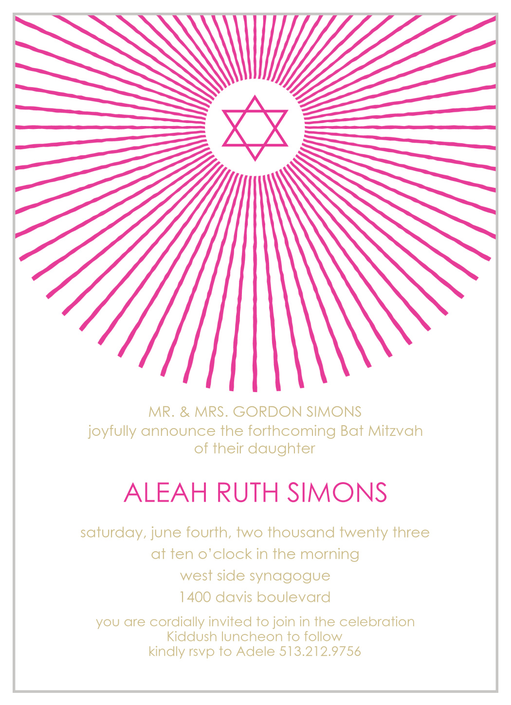Star Shine Bat Mitzvah Invitations