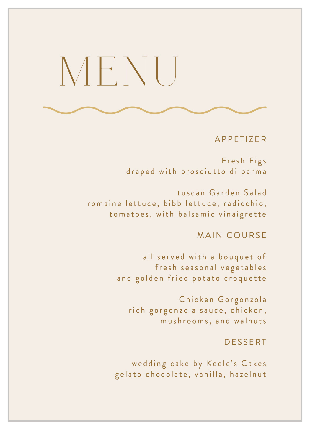 Simple Wave Wedding Arch Menus