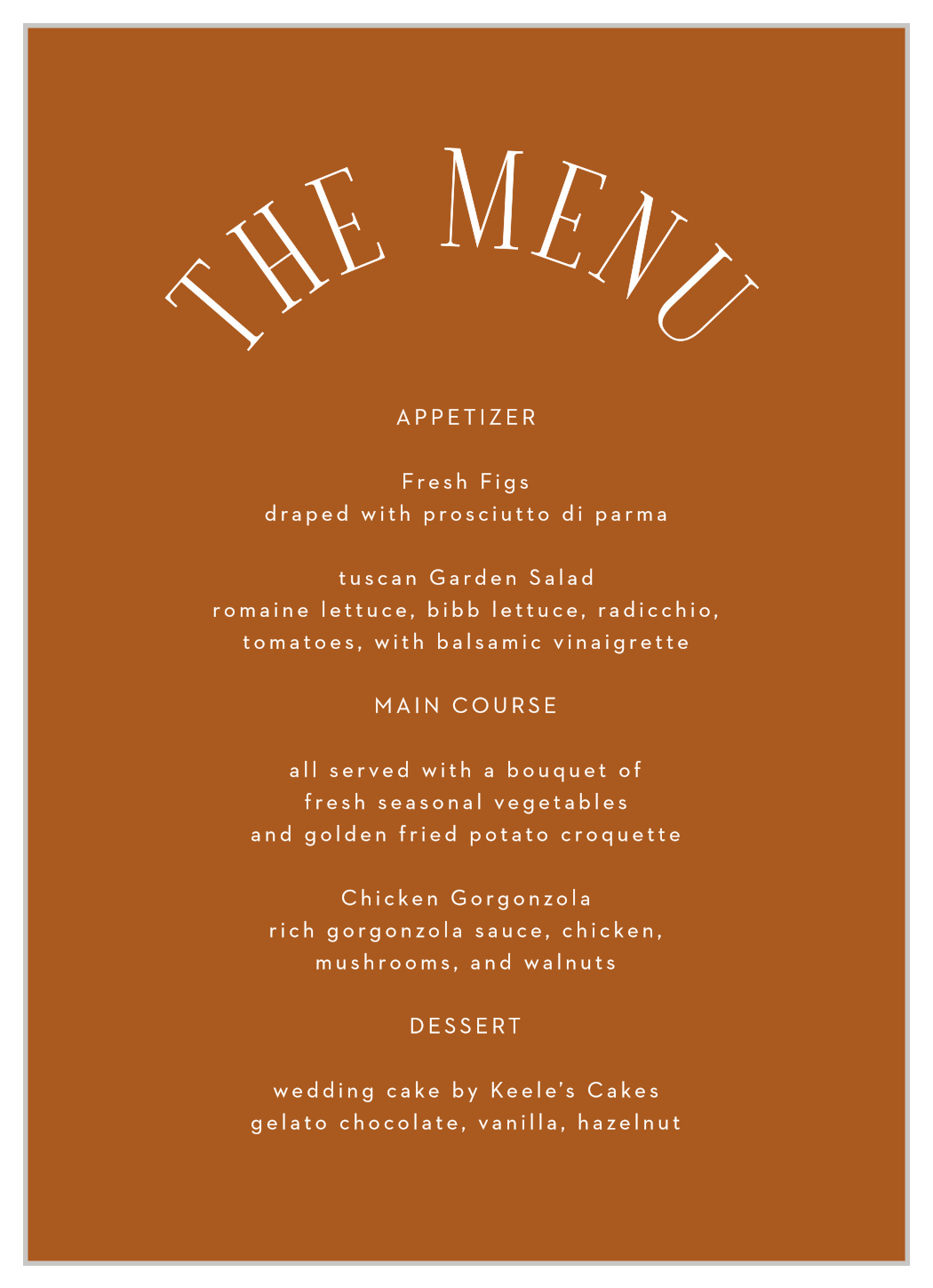 Typographic Love Wedding Arch Menus