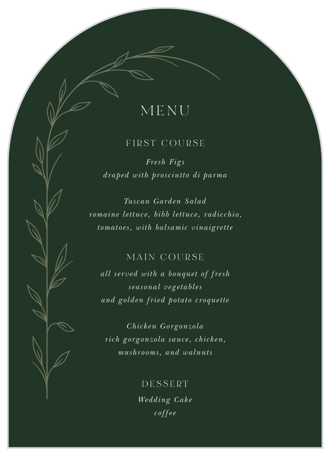 Forest Woods Wedding Arch Menus