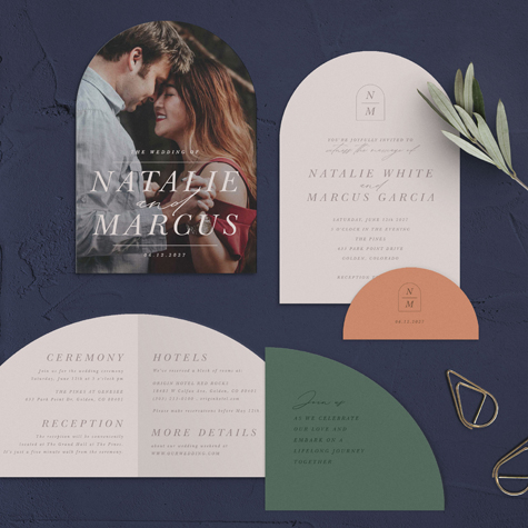 Color Blocks Wedding Arch Invitations