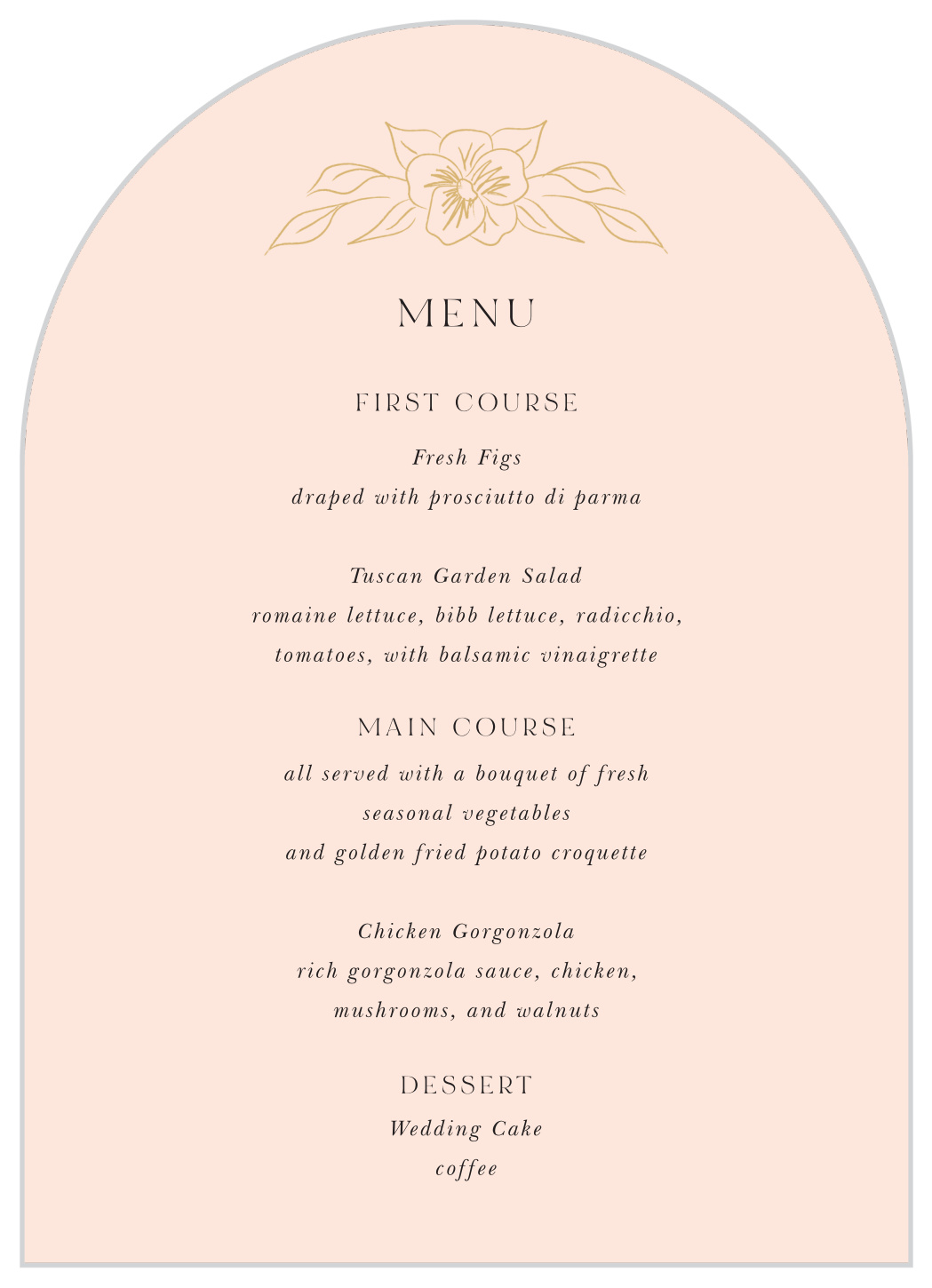 Petit Jardin Wedding Arch Menus