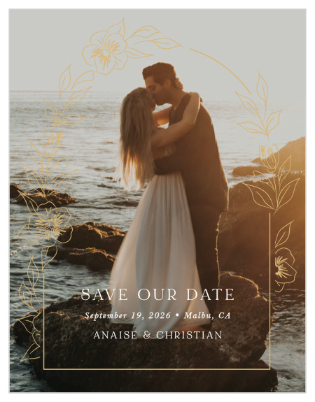 Announce your upcoming special day to close friends and family with our Petit Jardin Wedding Arch Save the Date Magnets.