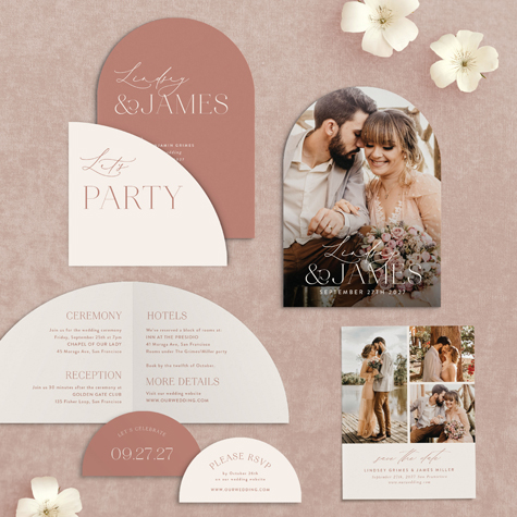 Warm Glow Wedding Arch Invitations